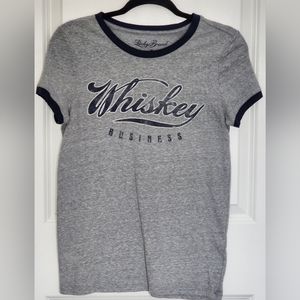 Gray and navy blue distressed tee